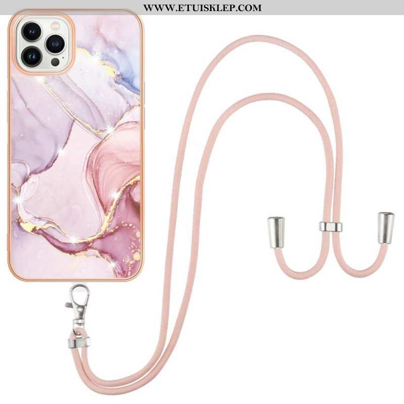 Etui do iPhone 15 Pro Max ze Sznurkiem Sznur Marmurkowy